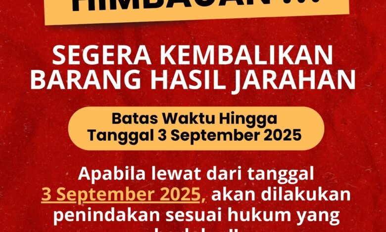 POLRES KEDIRI KOTA BERIKAN BATAS WAKTU PENGEMBALIAN BARANG HASIL JARAHAN 3 SEPTEMBER 2025 U3 IMG 20250902 WA0041