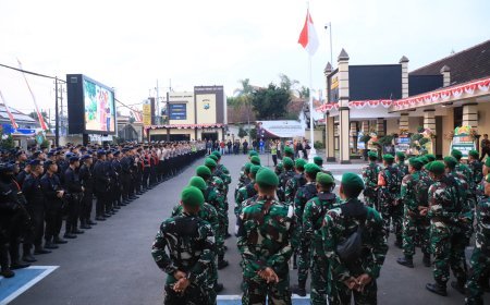 Polri-TNI Bersinergi, Ratusan Personel Siap Kawal Tasyakuran Warga Baru PSHT di Kediri