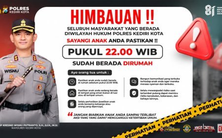Polres Kediri Kota Imbau Orang Tua Pastikan Anak Sudah Berada di Rumah Sebelum Pukul 22.00 WIB