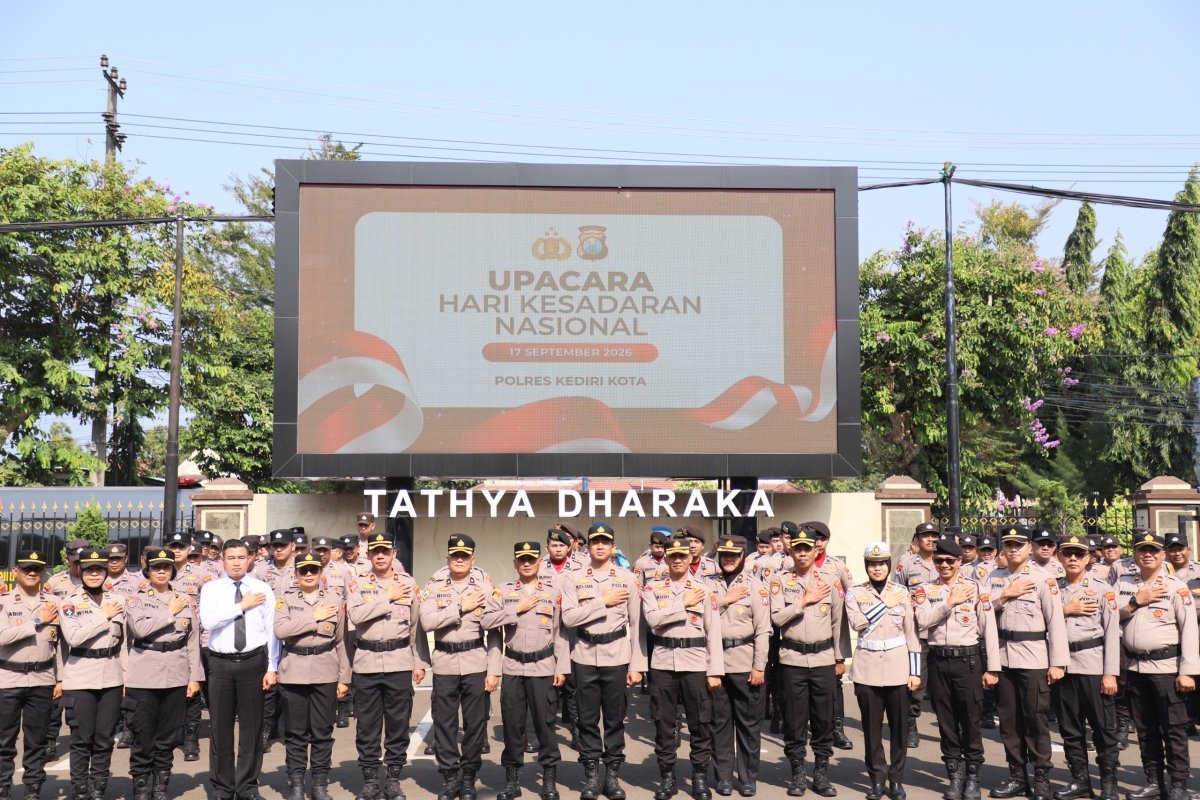 Momentum Hari Kesadaran Nasional, Polres Kediri Kota Mantapkan Kesiapan Hadapi Tantangan Tugas
