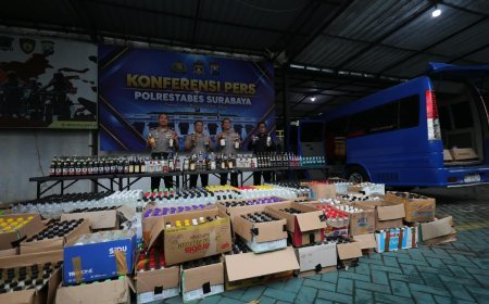 Gelar Operasi KRYD, Polrestabes Surabaya Sita 5.385 Botol Miras Ilegal